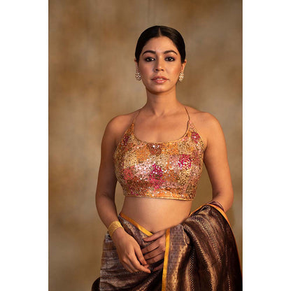 PRIYANKA RAAJIV Saumya Embellished Halter Neck Stitched Blouse