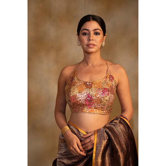 PRIYANKA RAAJIV Saumya Embellished Halter Neck Stitched Blouse