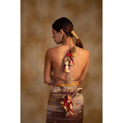 PRIYANKA RAAJIV Saumya Embellished Halter Neck Stitched Blouse