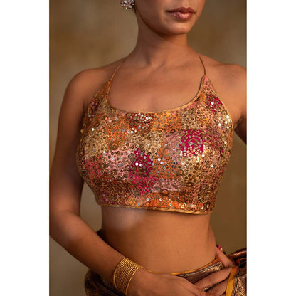 PRIYANKA RAAJIV Saumya Embellished Halter Neck Stitched Blouse