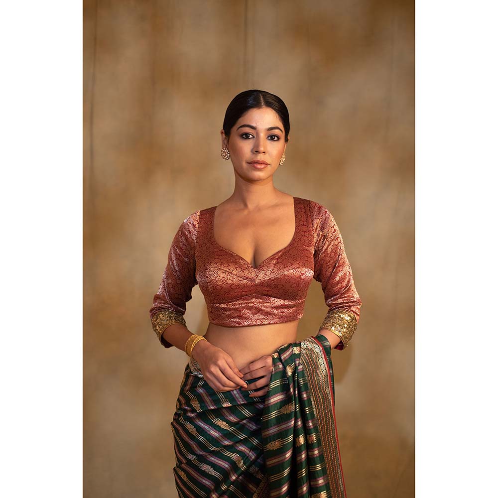 PRIYANKA RAAJIV Nol Woven Hand Embroidered Stitched Blouse