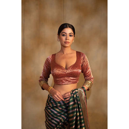 PRIYANKA RAAJIV Nol Woven Hand Embroidered Stitched Blouse