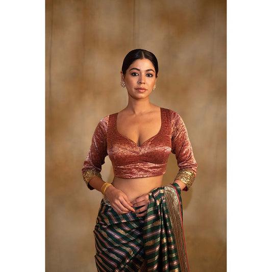 PRIYANKA RAAJIV Nol Woven Hand Embroidered Stitched Blouse