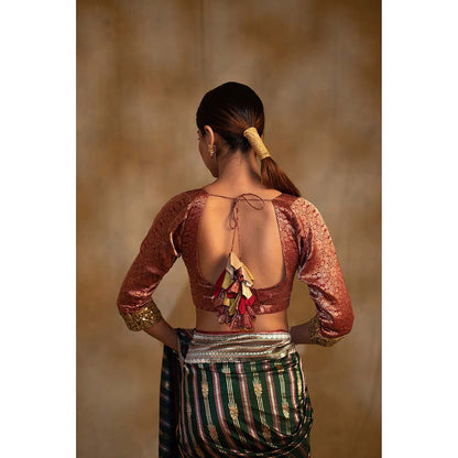 PRIYANKA RAAJIV Nol Woven Hand Embroidered Stitched Blouse