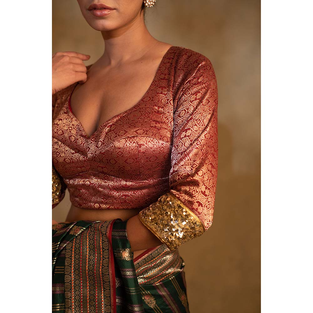 PRIYANKA RAAJIV Nol Woven Hand Embroidered Stitched Blouse