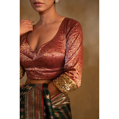 PRIYANKA RAAJIV Nol Woven Hand Embroidered Stitched Blouse