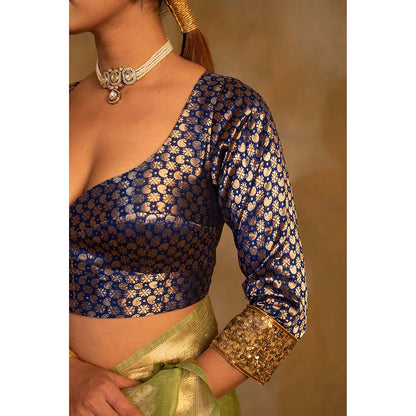 PRIYANKA RAAJIV Aabid Royal Blue Hand Embroidered Stitched Blouse