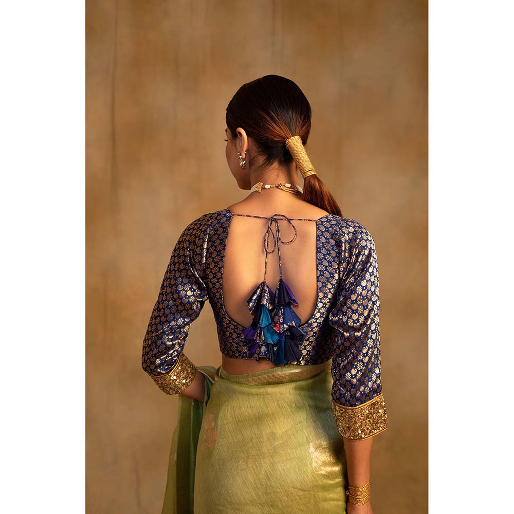 PRIYANKA RAAJIV Aabid Royal Blue Hand Embroidered Stitched Blouse
