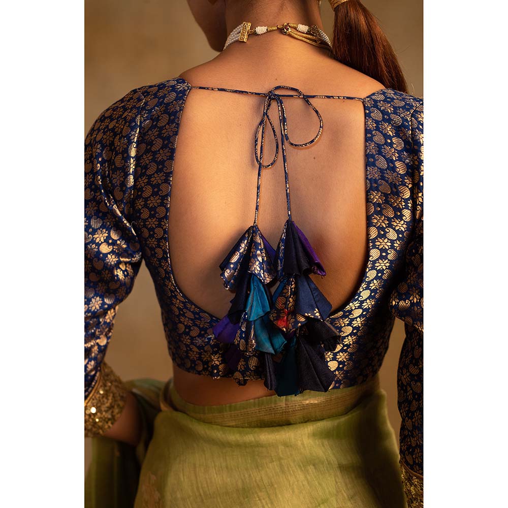 PRIYANKA RAAJIV Aabid Royal Blue Hand Embroidered Stitched Blouse