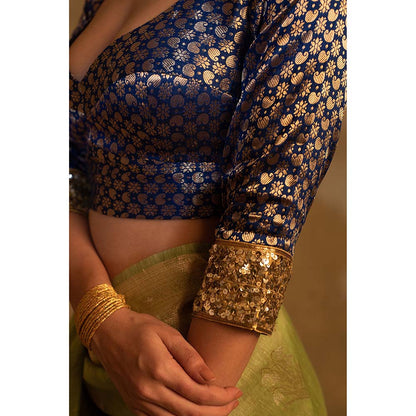 PRIYANKA RAAJIV Aabid Royal Blue Hand Embroidered Stitched Blouse