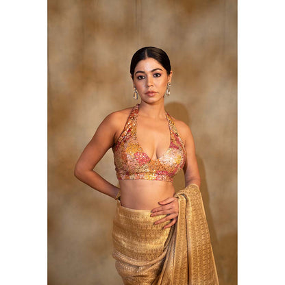 PRIYANKA RAAJIV Jahnu Embellished Halter Neck Stitched Blouse