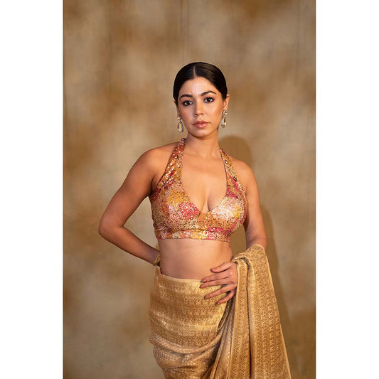 PRIYANKA RAAJIV Jahnu Embellished Halter Neck Stitched Blouse