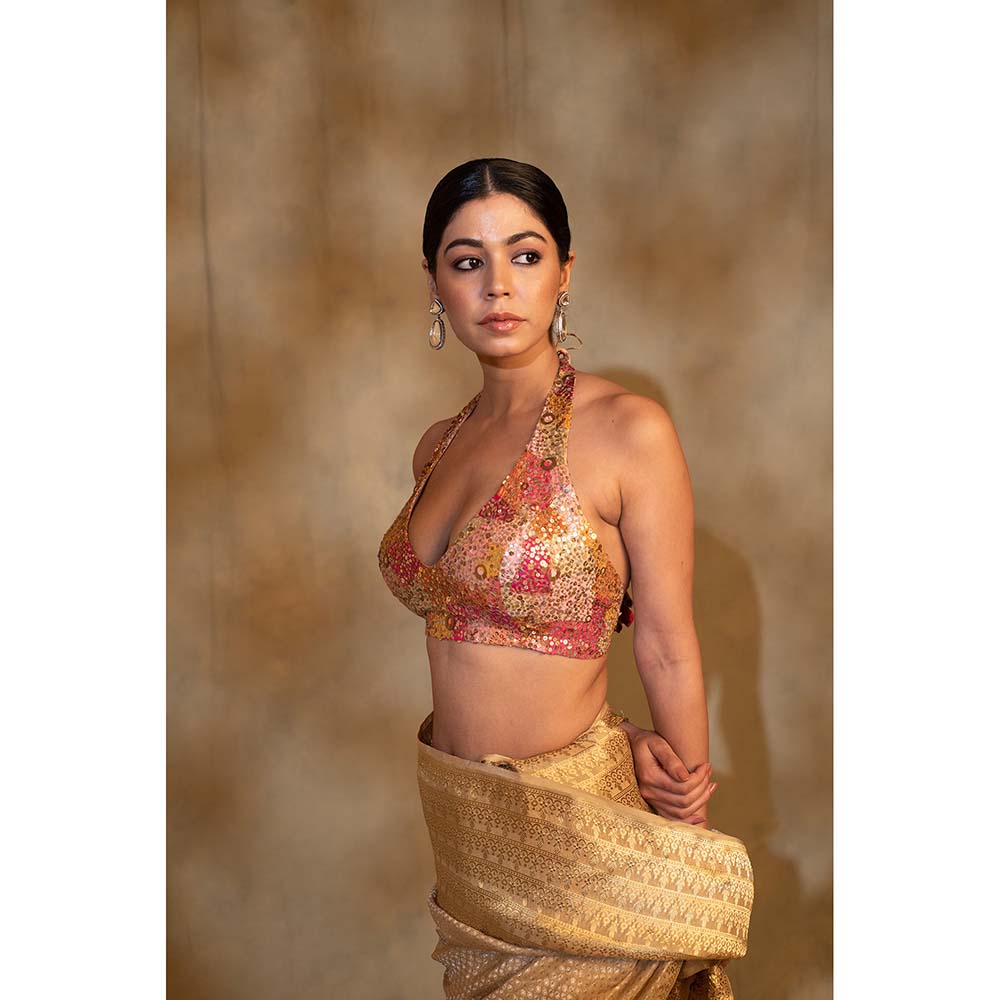 PRIYANKA RAAJIV Jahnu Embellished Halter Neck Stitched Blouse