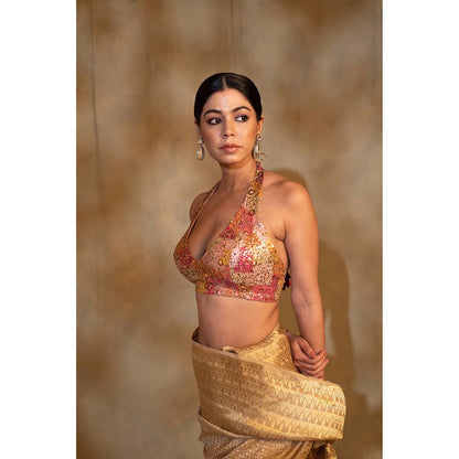 PRIYANKA RAAJIV Jahnu Embellished Halter Neck Stitched Blouse