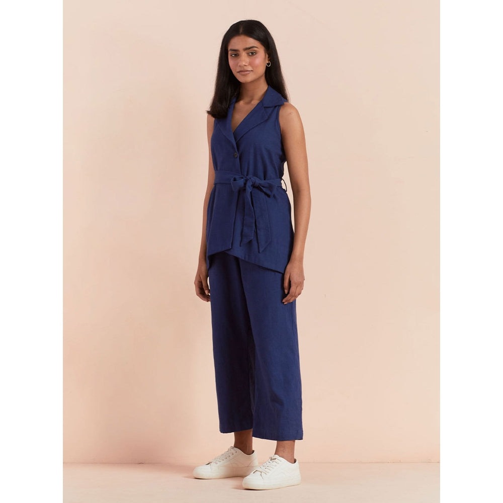 Priya Chaudhary Solid Navy Blue Co-ord (Set of 3)