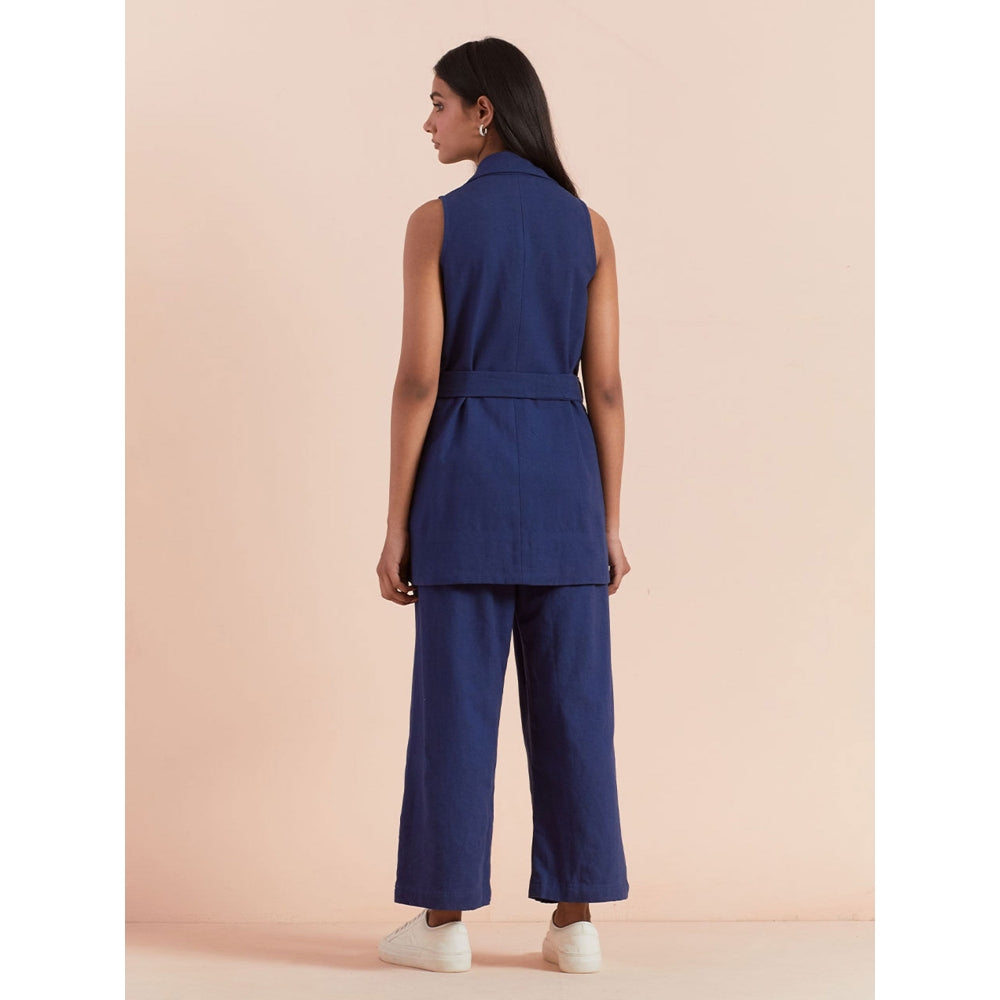 Priya Chaudhary Solid Navy Blue Co-ord (Set of 3)