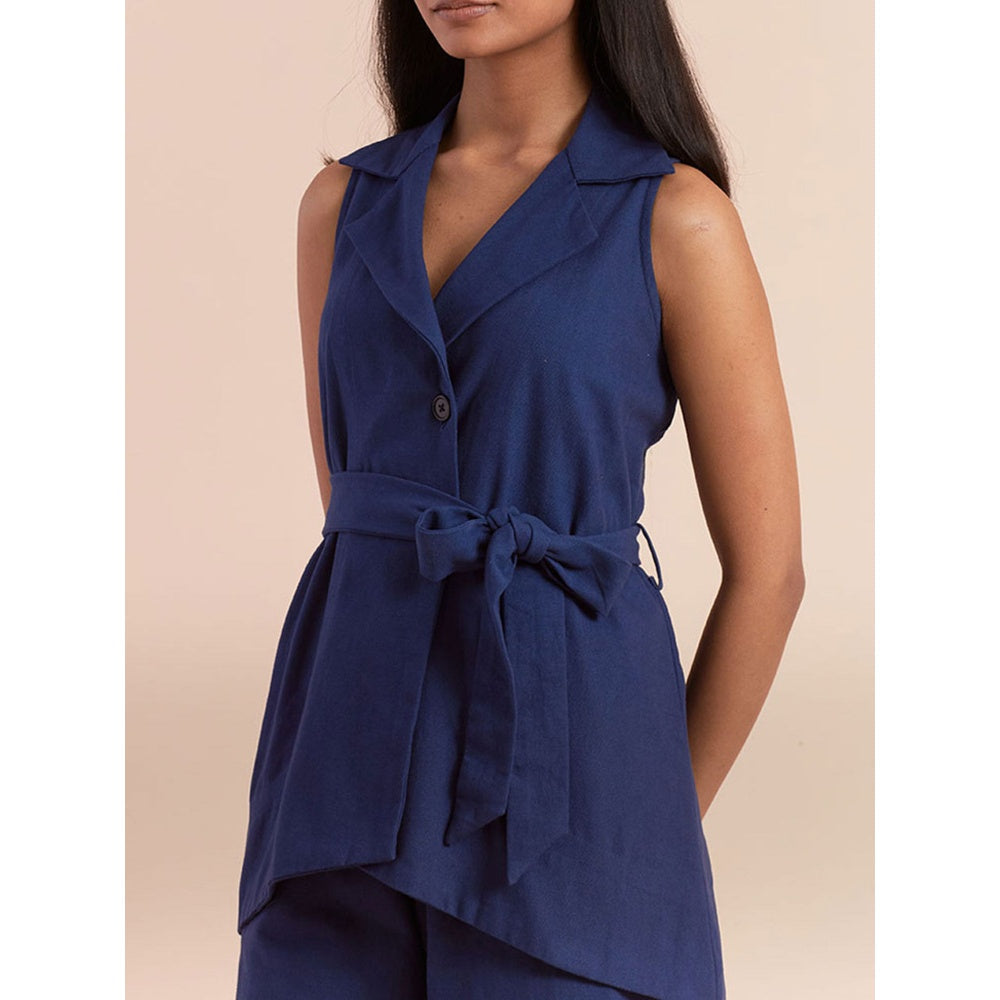 Priya Chaudhary Solid Navy Blue Co-ord (Set of 3)