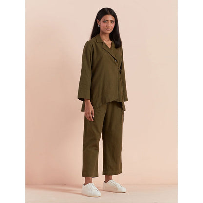 Priya Chaudhary Solid Olive Co-ord (Set of 2)