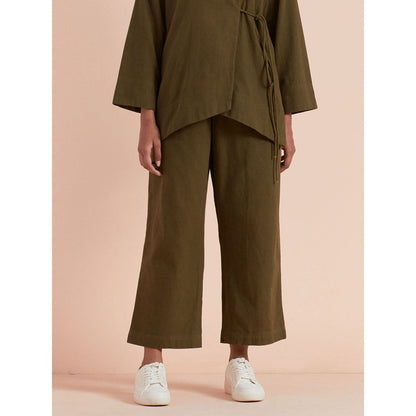 Priya Chaudhary Solid Olive Co-ord (Set of 2)