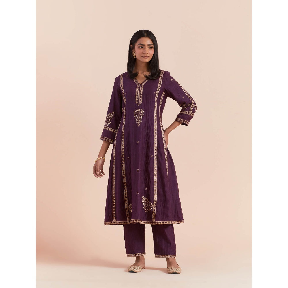 Priya Chaudhary Purple Soft Chanderi Kurta