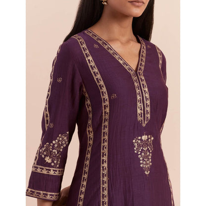 Priya Chaudhary Purple Soft Chanderi Kurta