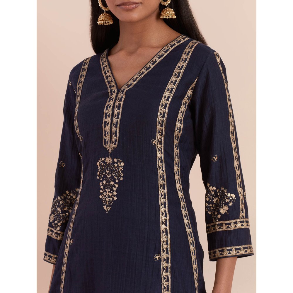 Priya Chaudhary Blue Soft Chanderi Kurta