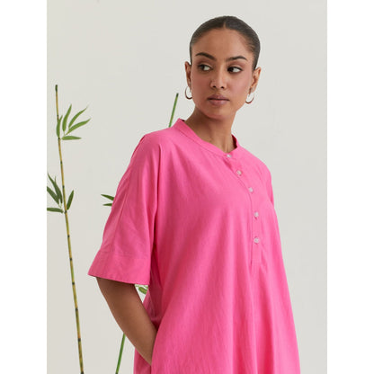 Priya Chaudhary Pink Solid Cotton Kurta