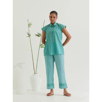 Priya Chaudhary Green Printed Co-Ord (Set of 2)