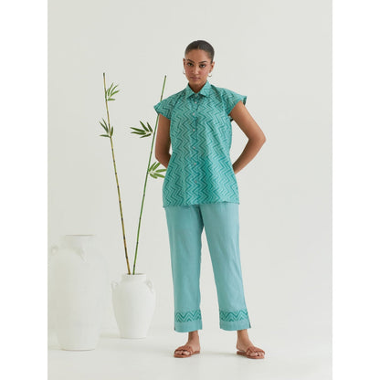 Priya Chaudhary Green Printed Shirt