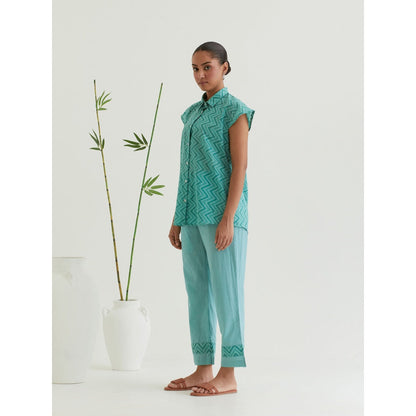Priya Chaudhary Green Printed Shirt