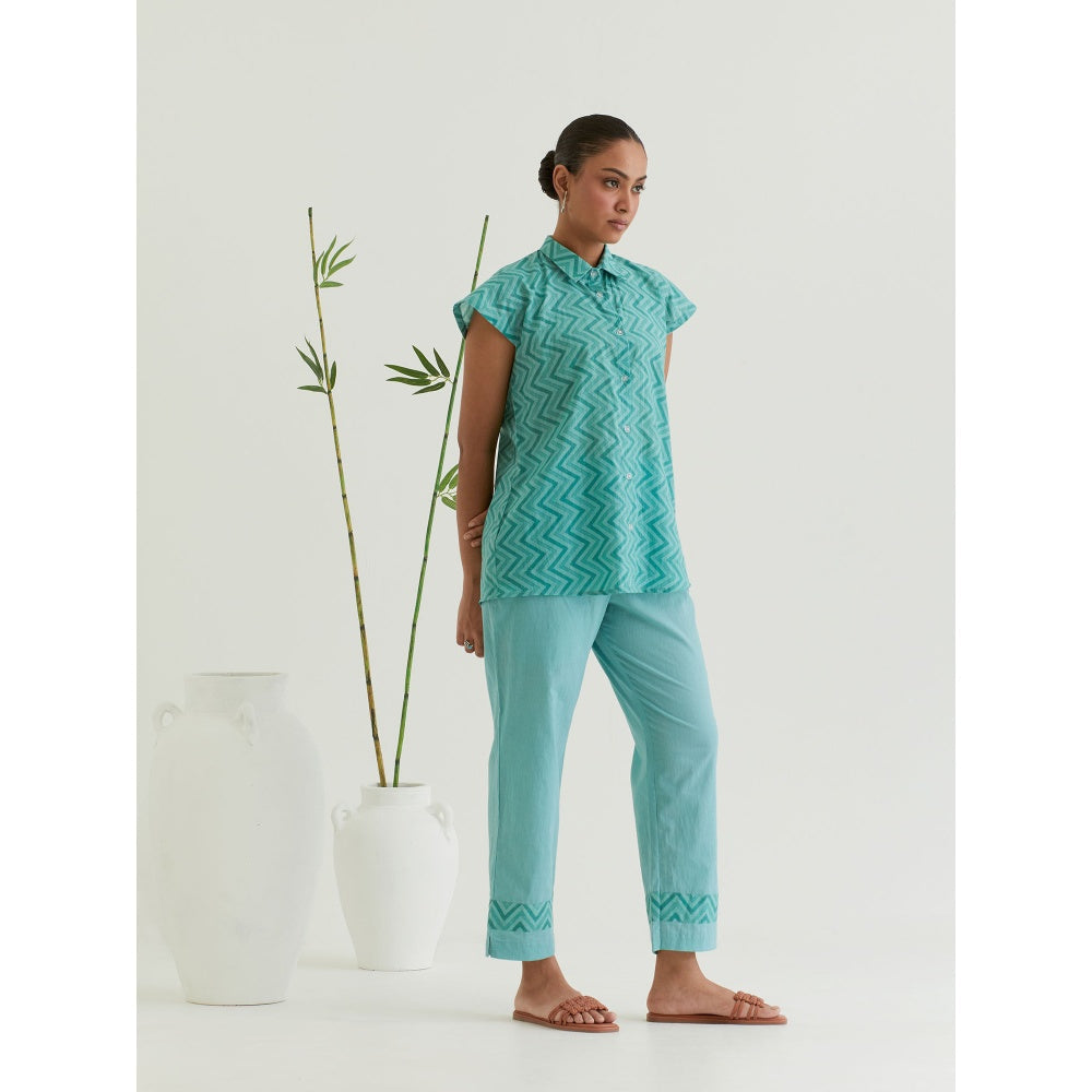 Priya Chaudhary Green Printed Shirt