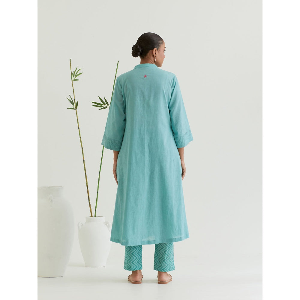 Priya Chaudhary Sea Green Pleated Kurta