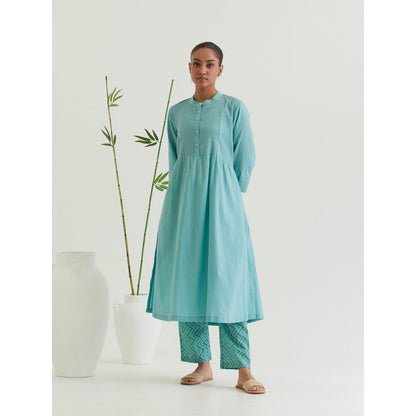 Priya Chaudhary Sea Green Pleated Kurta