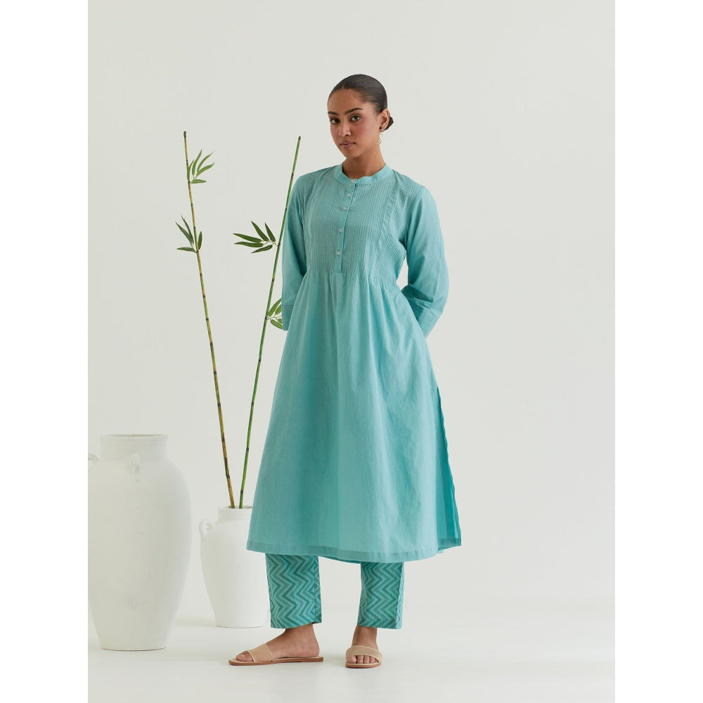Priya Chaudhary Green Cotton Printed Pant