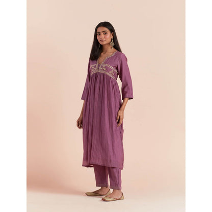 Priya Chaudhary Purple Anarkali Kurta with Pant (Set of 2)