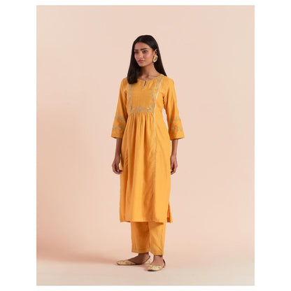 Priya Chaudhary Mustard Embroidered Kurta