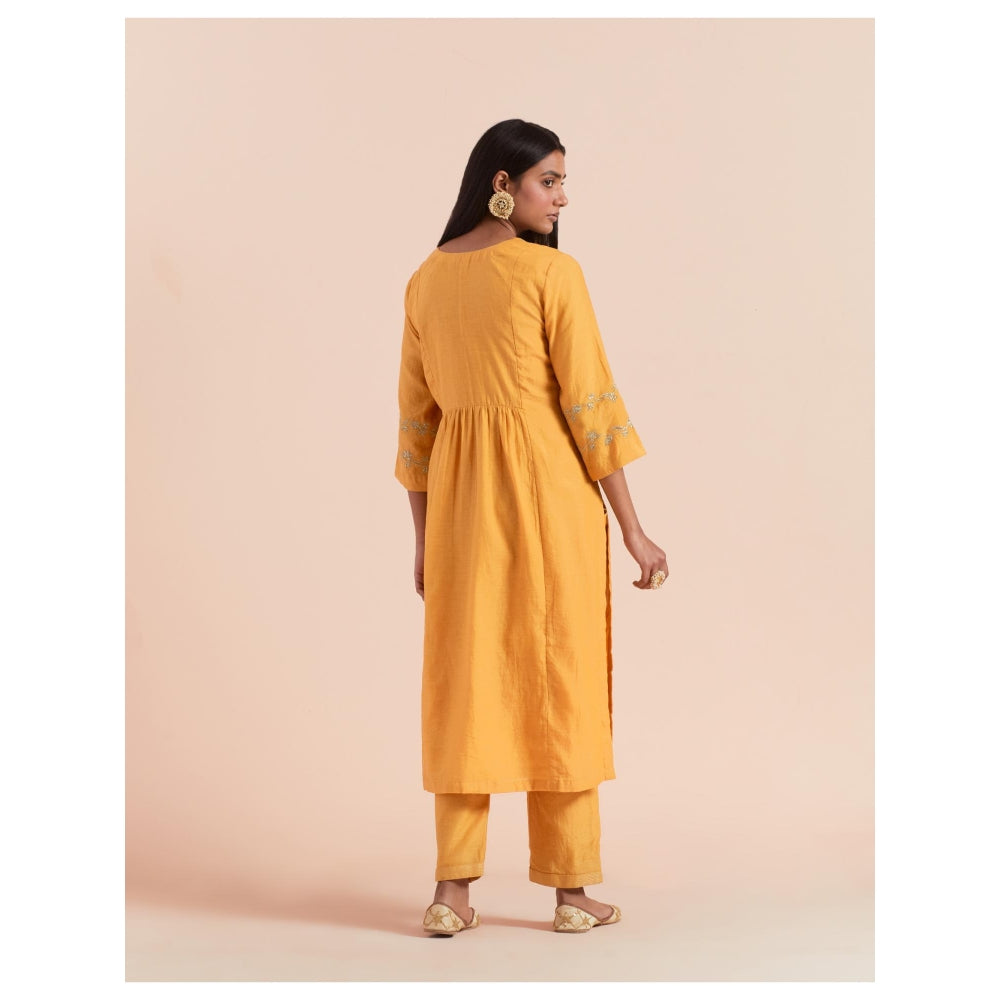 Priya Chaudhary Mustard Embroidered Kurta