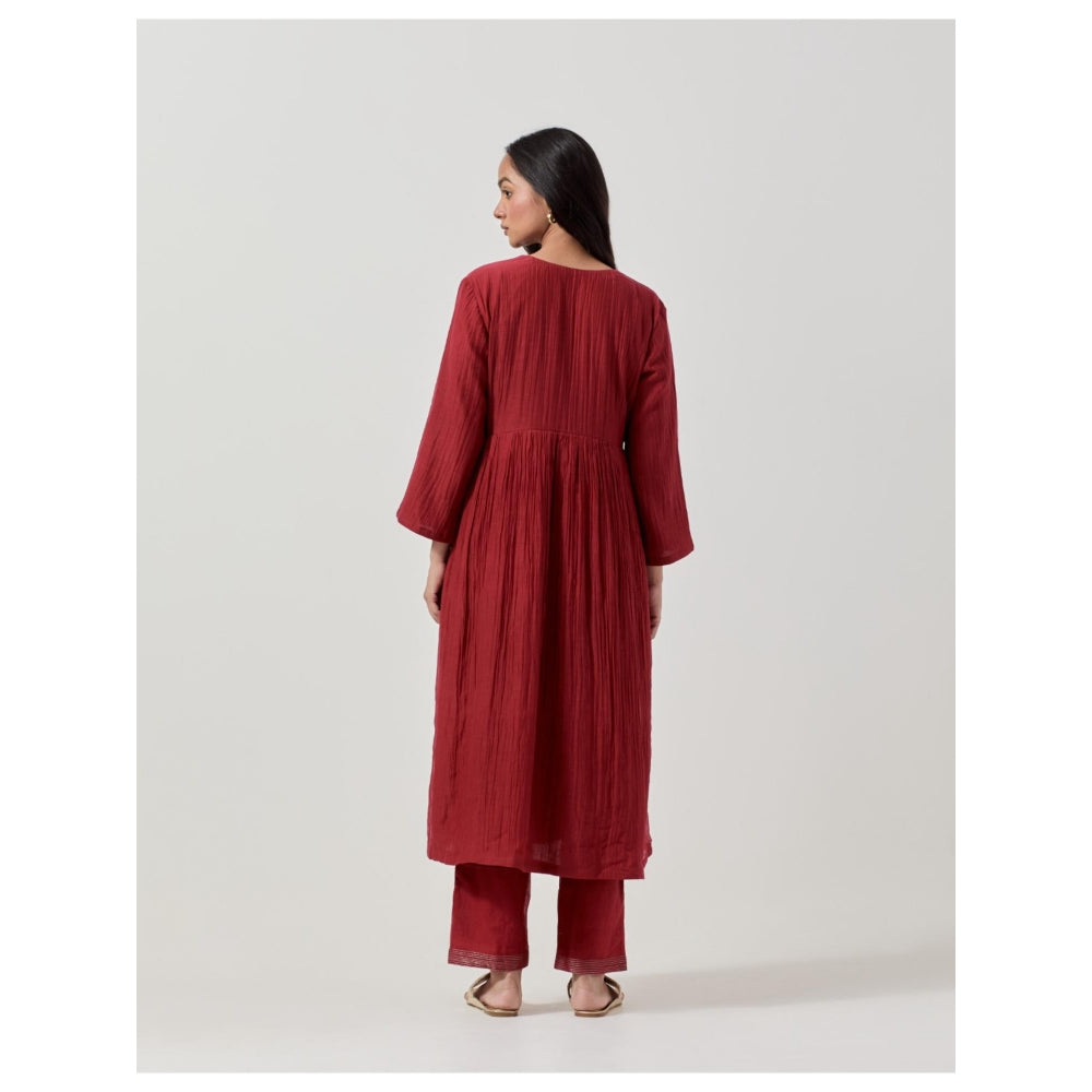 Priya Chaudhary Maroon Soft Chanderi Pant