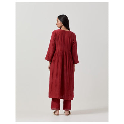 Priya Chaudhary Maroon Soft Chanderi Pant