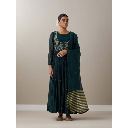 Priya Chaudhary Green Kurtas Green Jacket Kurta with Pant and Dupatta (Set of 4)