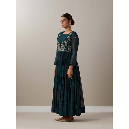 Priya Chaudhary Green Kurtas Green Jacket Kurta with Pant and Dupatta (Set of 4)