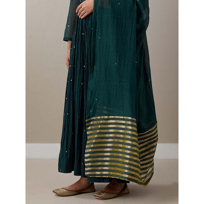 Priya Chaudhary Green Kurtas Green Jacket Kurta with Pant and Dupatta (Set of 4)