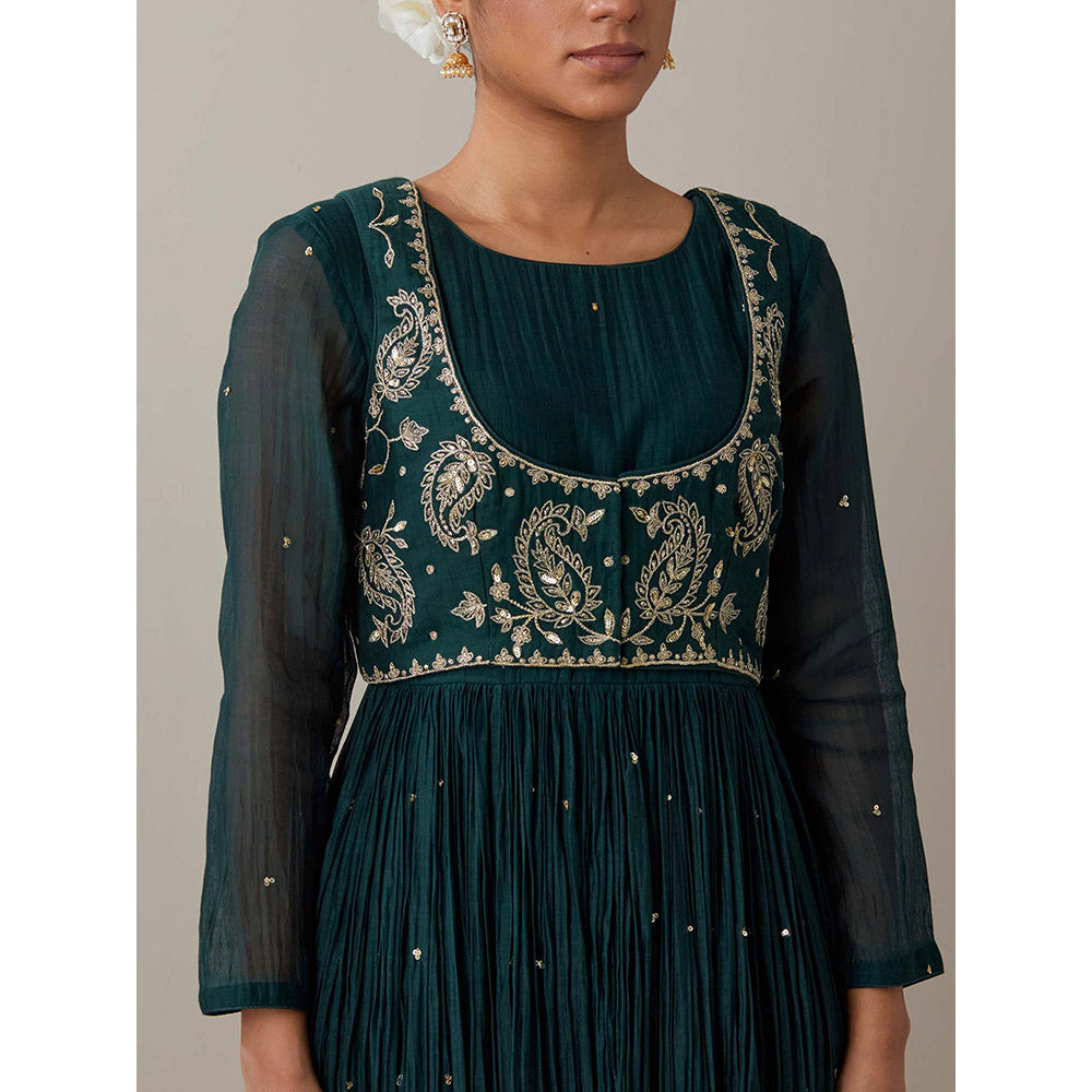 Priya Chaudhary Green Kurtas Green Kurta with Jacket (Set of 2)