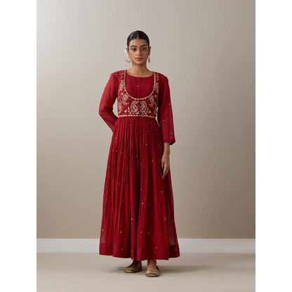 Priya Chaudhary Red Kurtas Red Jacket Kurta with Pant and Dupatta (Set of 4)