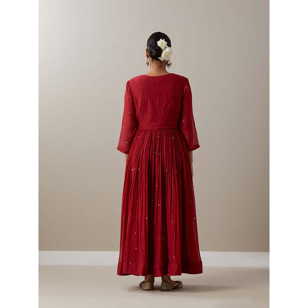 Priya Chaudhary Red Kurtas Red Jacket Kurta with Pant and Dupatta (Set of 4)
