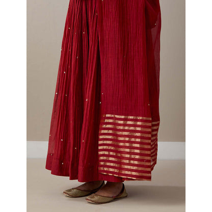 Priya Chaudhary Red Kurtas Red Jacket Kurta with Pant and Dupatta (Set of 4)