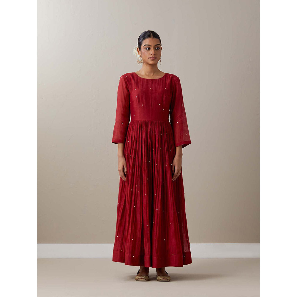 Priya Chaudhary Red Kurtas Red Kurta with Jacket (Set of 2)