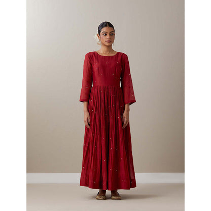 Priya Chaudhary Red Kurtas Red Kurta with Jacket (Set of 2)