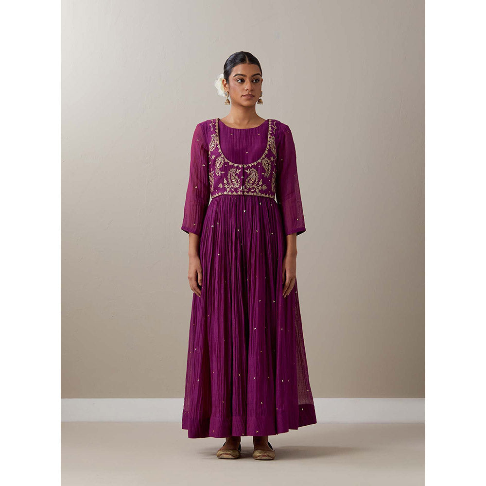 Priya Chaudhary Purple Kurtas Purple Jacket Kurta with Pant and Dupatta (Set of 4)