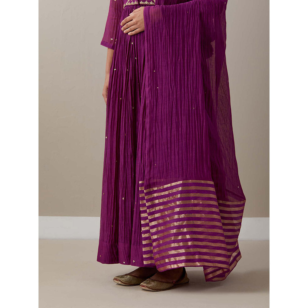 Priya Chaudhary Purple Kurtas Purple Jacket Kurta with Pant and Dupatta (Set of 4)